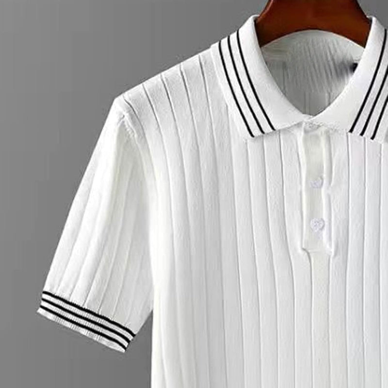 Men's Ice Silk Short Sleeve Thin Lapels Polo Sweater