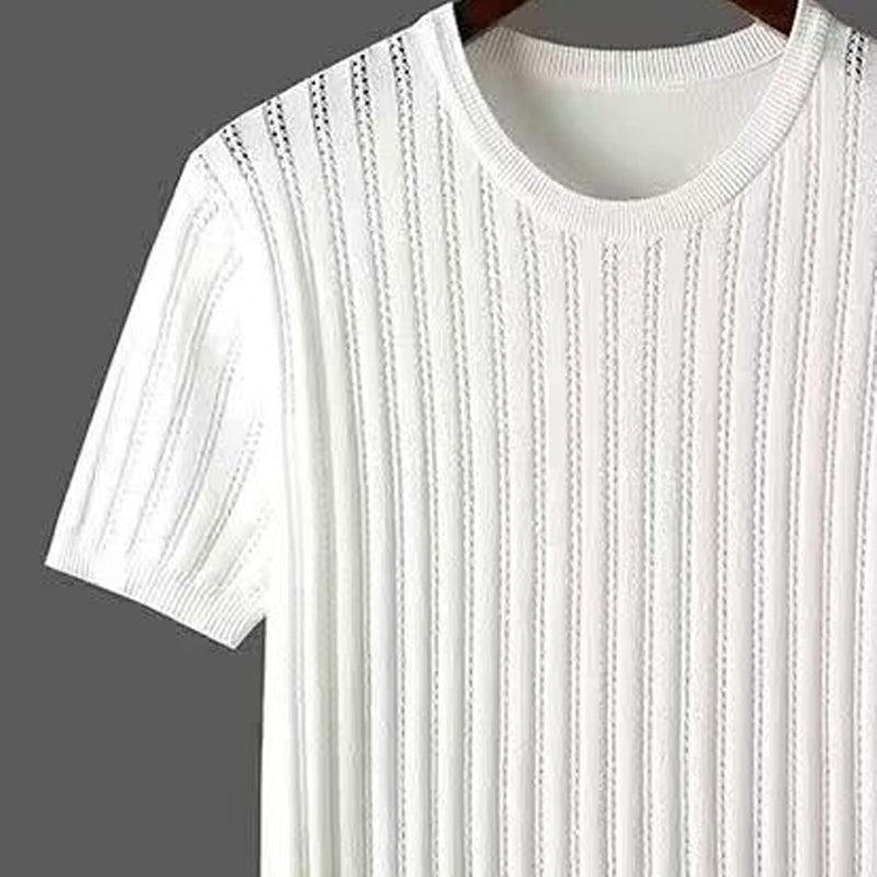 Men's Ice Silk Short Sleeve Thin Lapels Polo Sweater