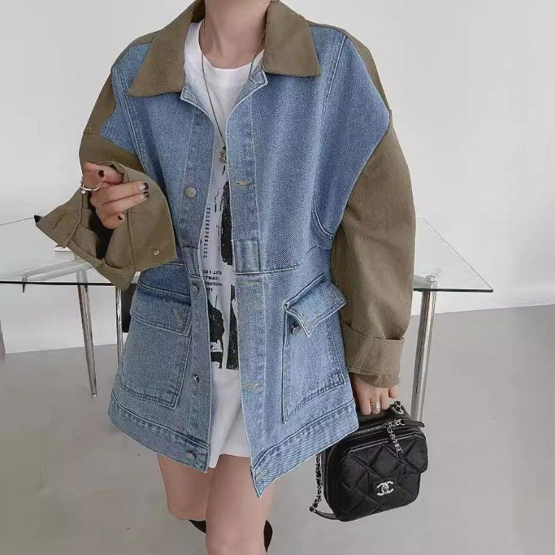Fashion Color Contrast Coat Women