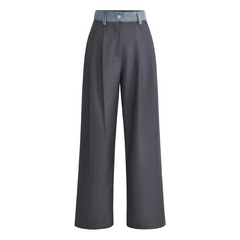 Color Contrast Patchwork Denim Casual Pants